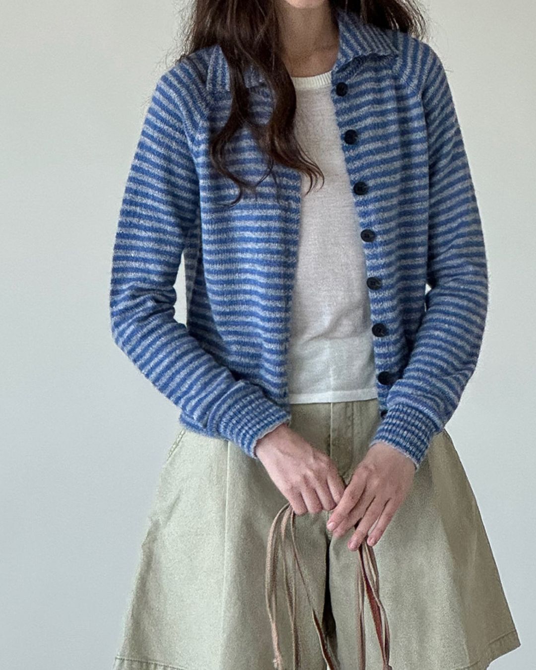 Collared Border Knit Cardigan　KN020