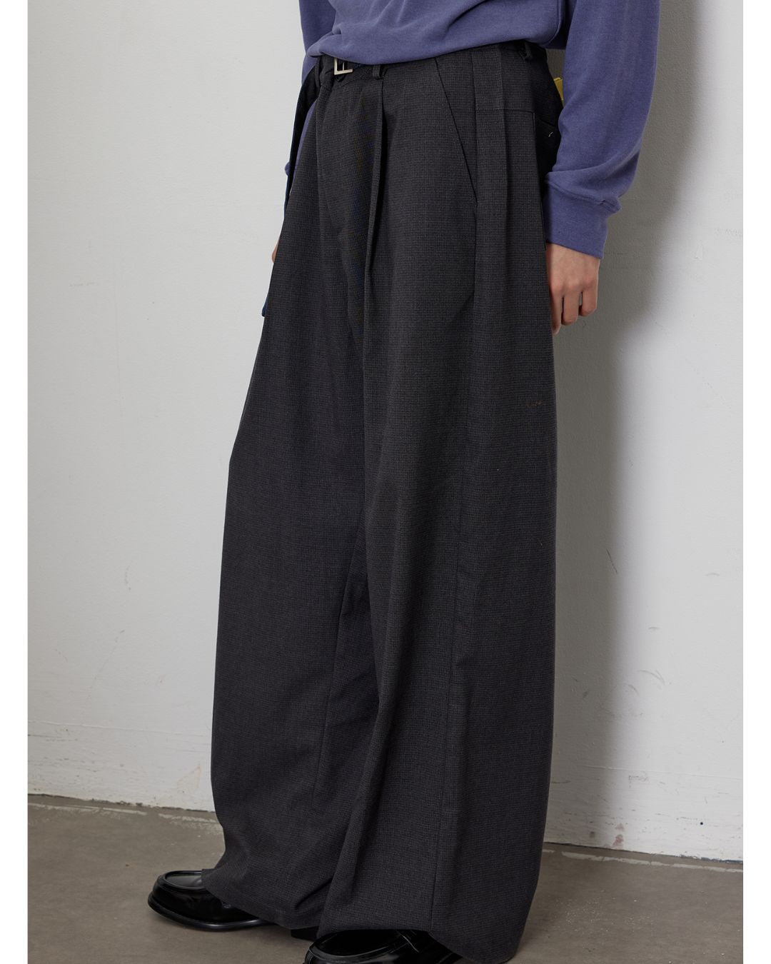 Houndstooth Draped Wide Pants　PT020