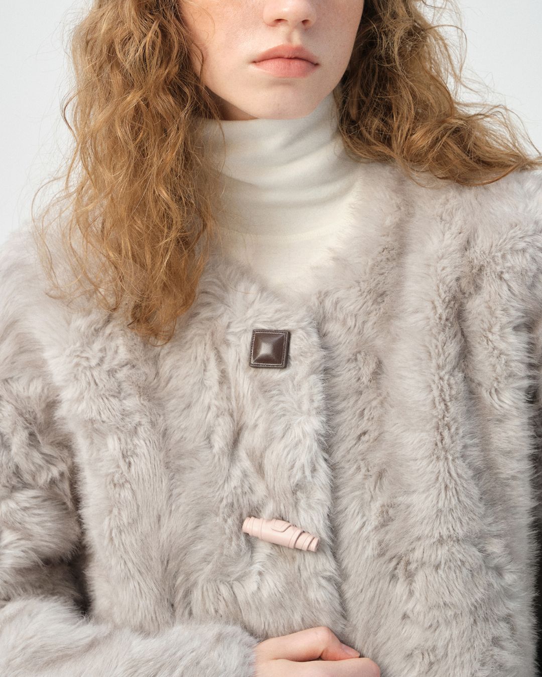 Faux Fur Colorful Button Jacket　JK076