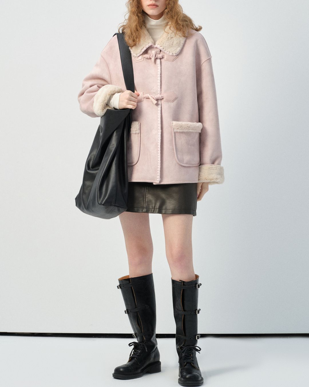 Collared Duffle Mouton Coat　CT010