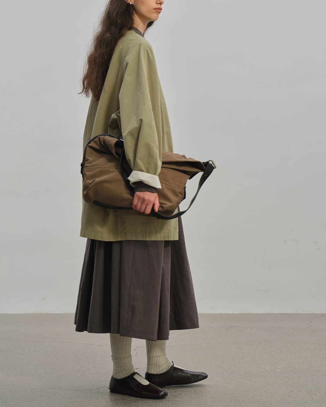 Gathered Long Shirt Dress　OP003