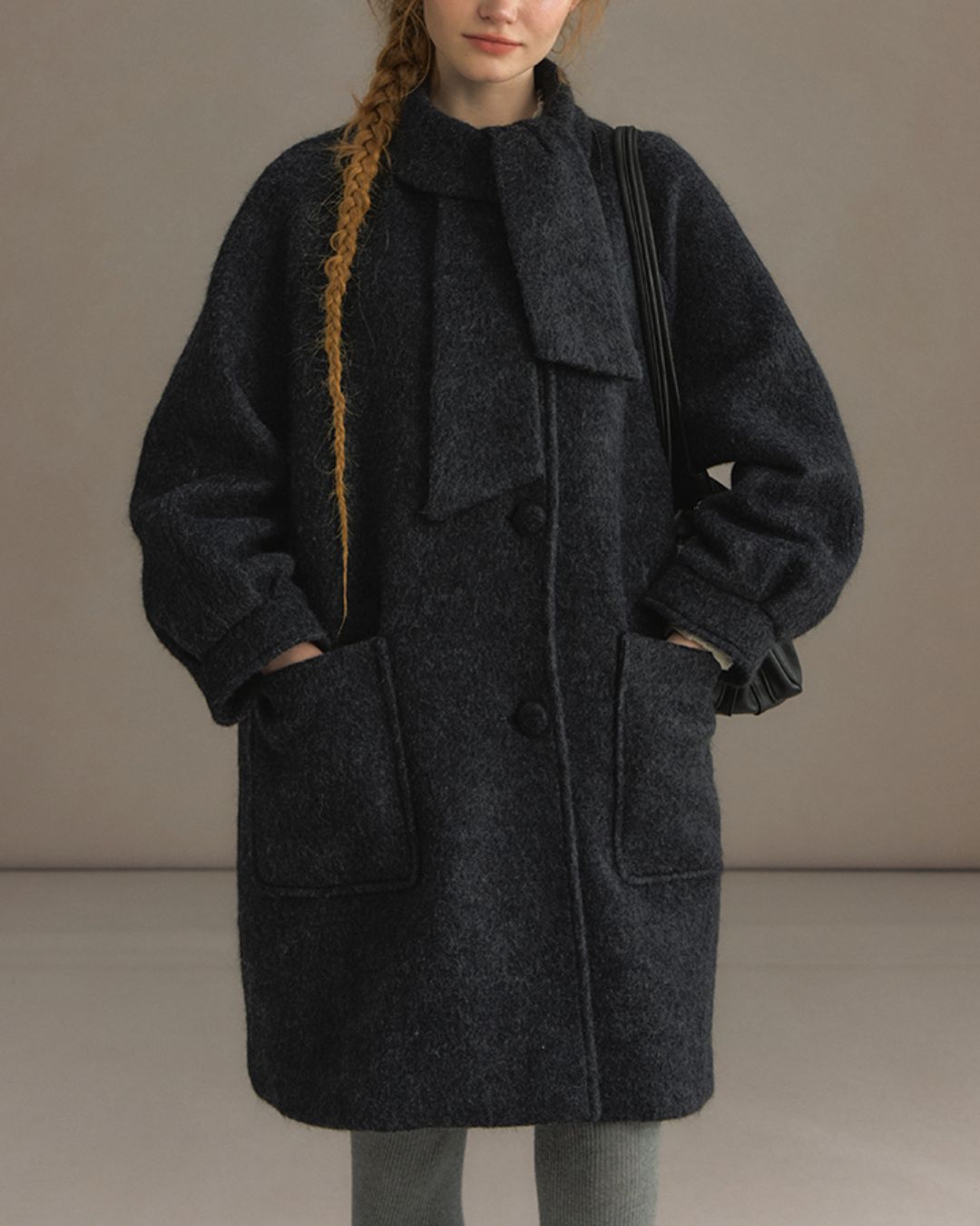 Bowtie Collar A-line Coat　CT023