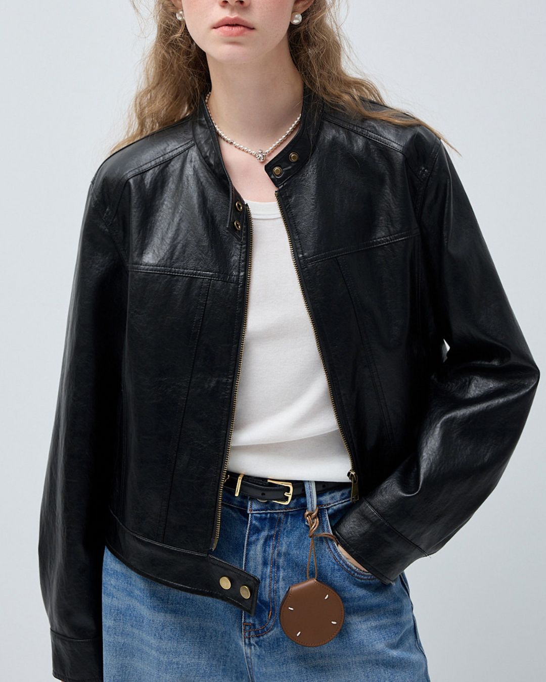 Vintage Short Leather Jacket　JK083