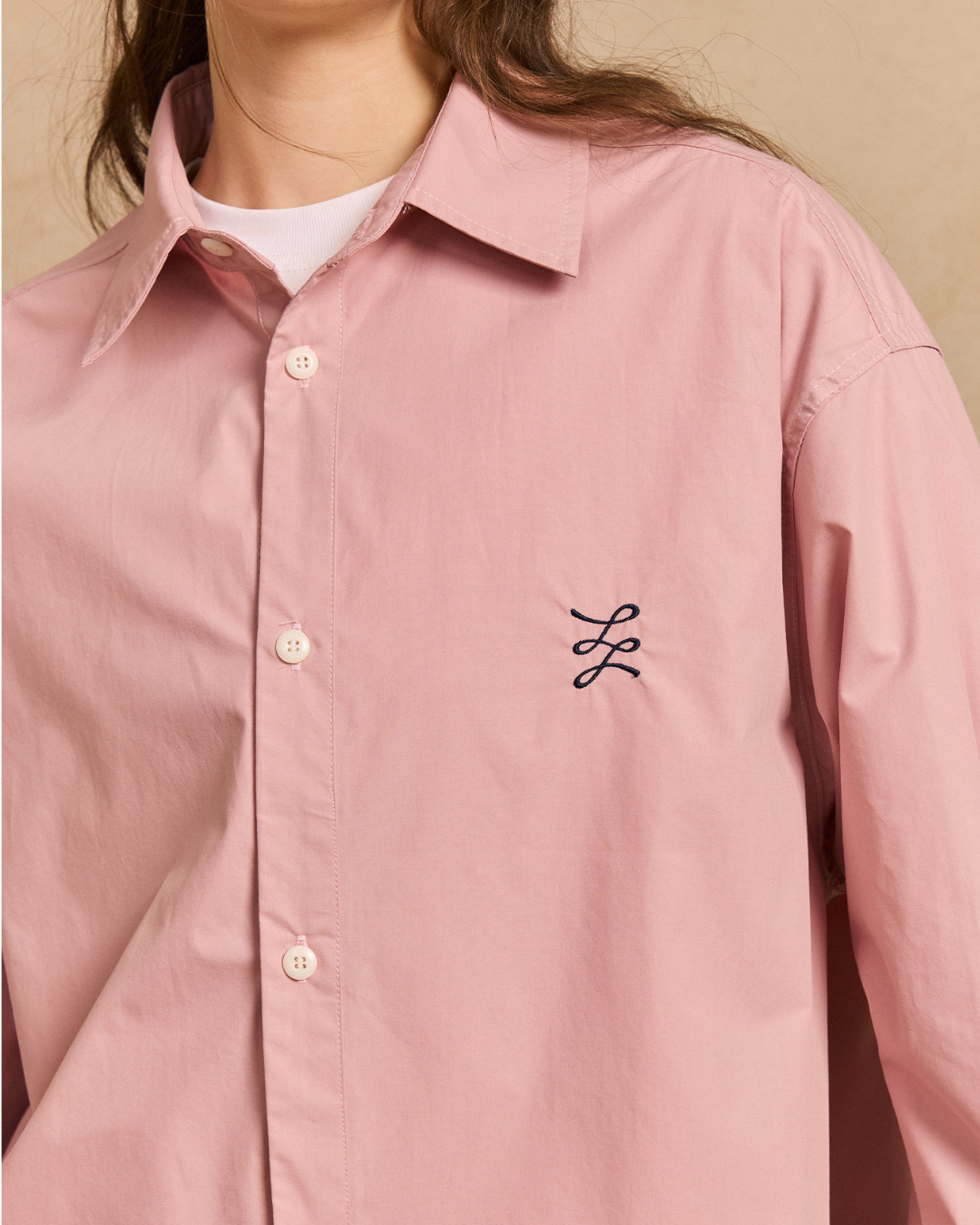Chest Embroidered Casual Collar Shirt　LS047