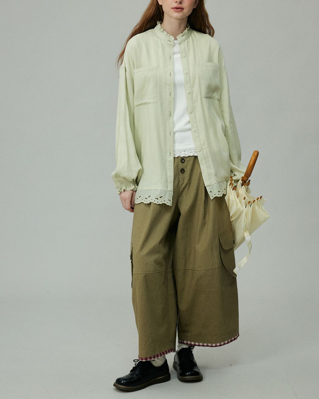 Stand Collar Frill Shirt　LS001