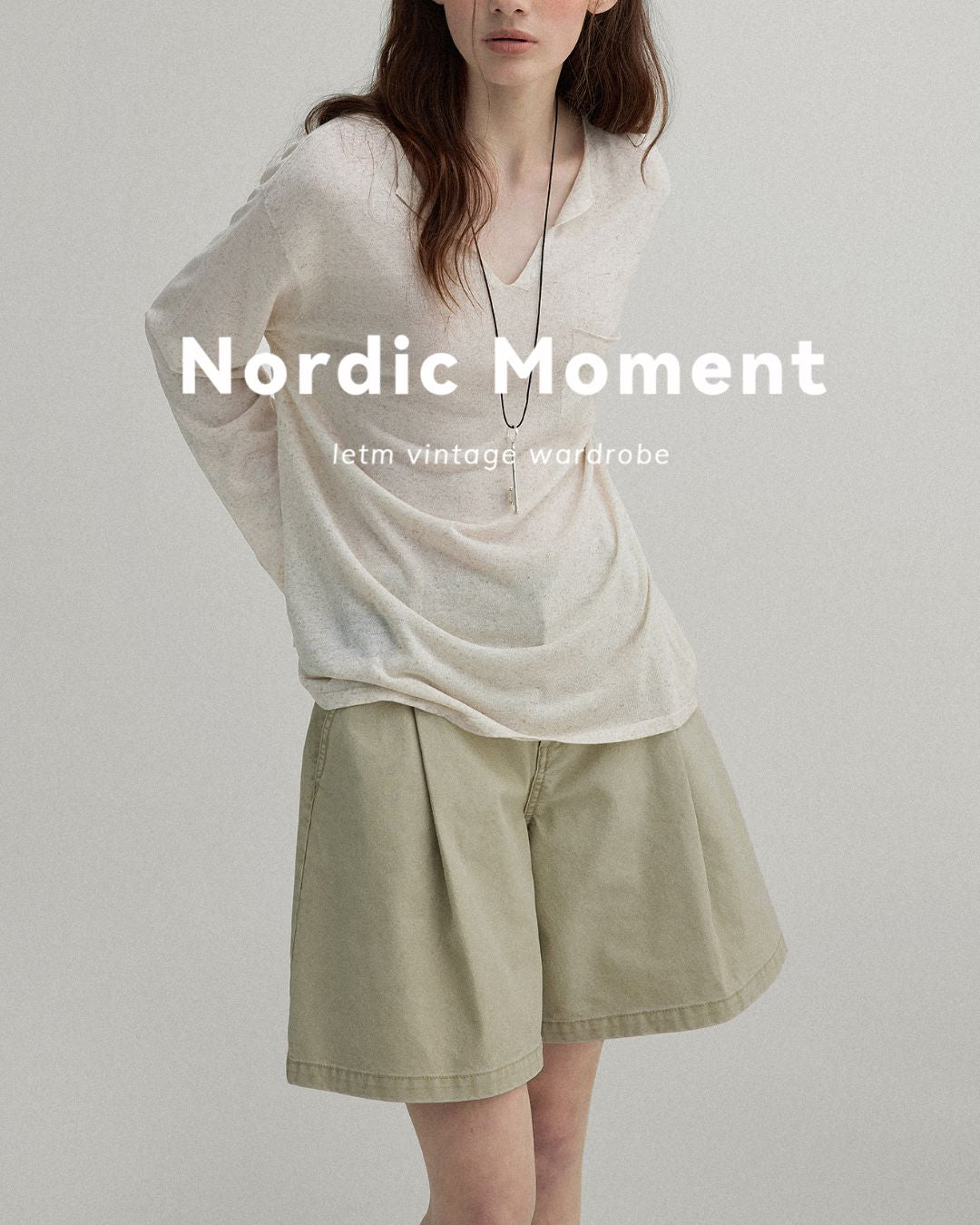 Natural Linen V-neck T-shirt　LT003