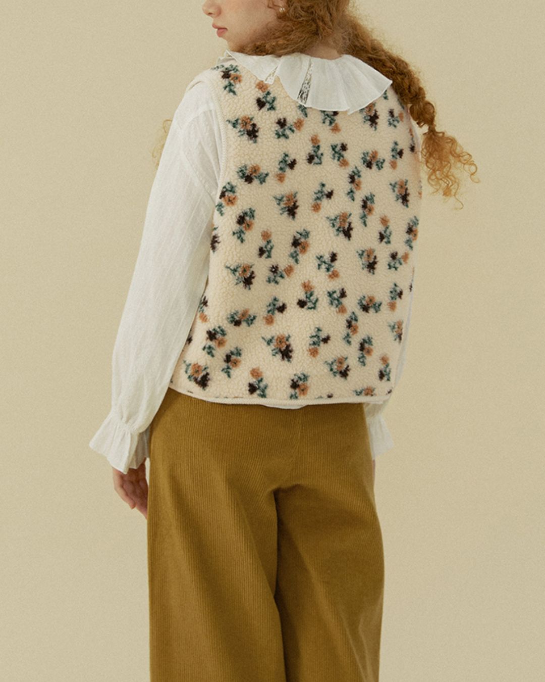 Retro Floral Front Ribbon Boa Vest　VT016