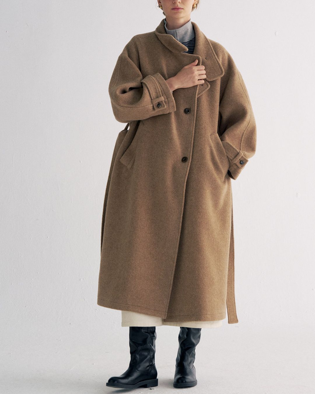 Stand-collar Wool Long Coat　CT029