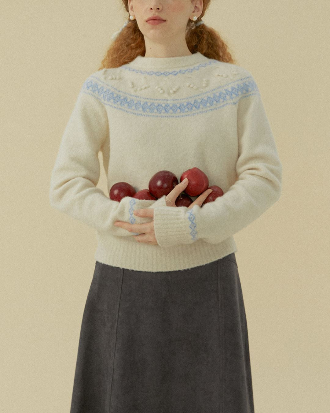 Pom-pom Fair Isle Sweater　KN078