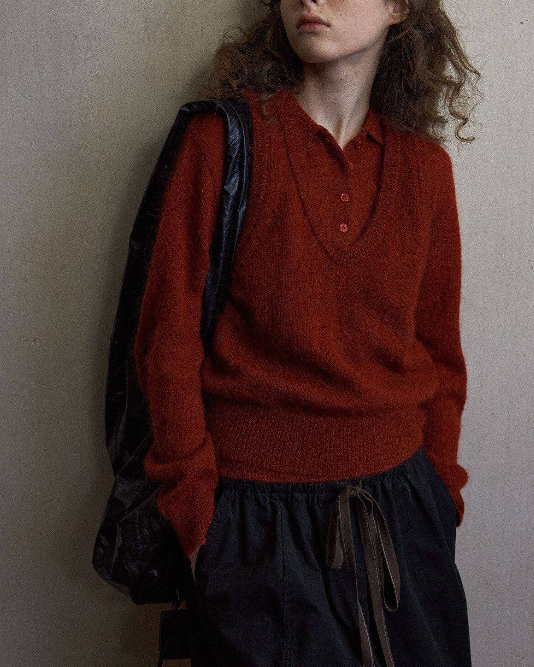 Fluffy Polo Collar Knit　KN110