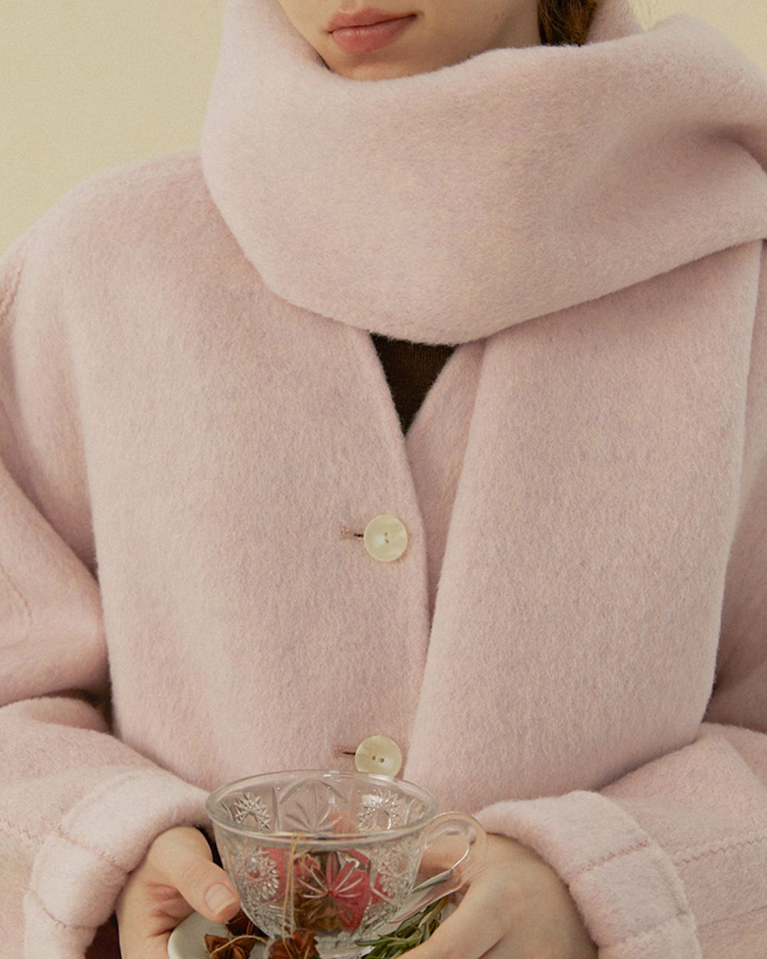 V-neck Round Hem Wool Jacket　JK070