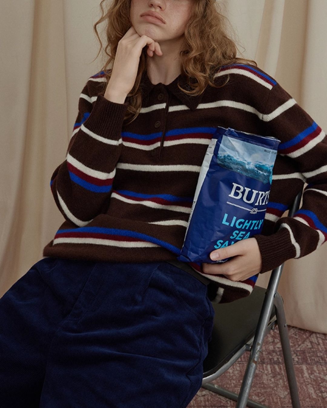 Contrast Border Polo Collar Knit　KN045