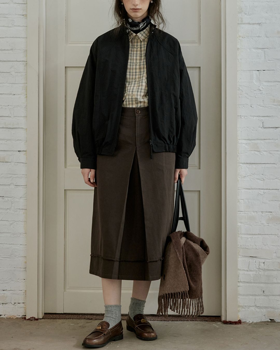 Front Tuck Midi Skirt　SK003