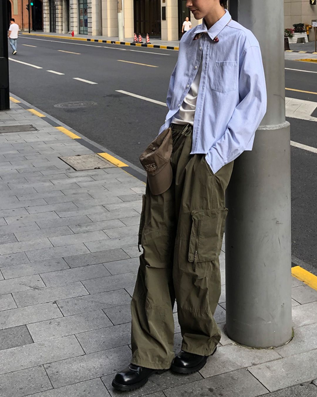 Striped Cropped Shirt　LS008