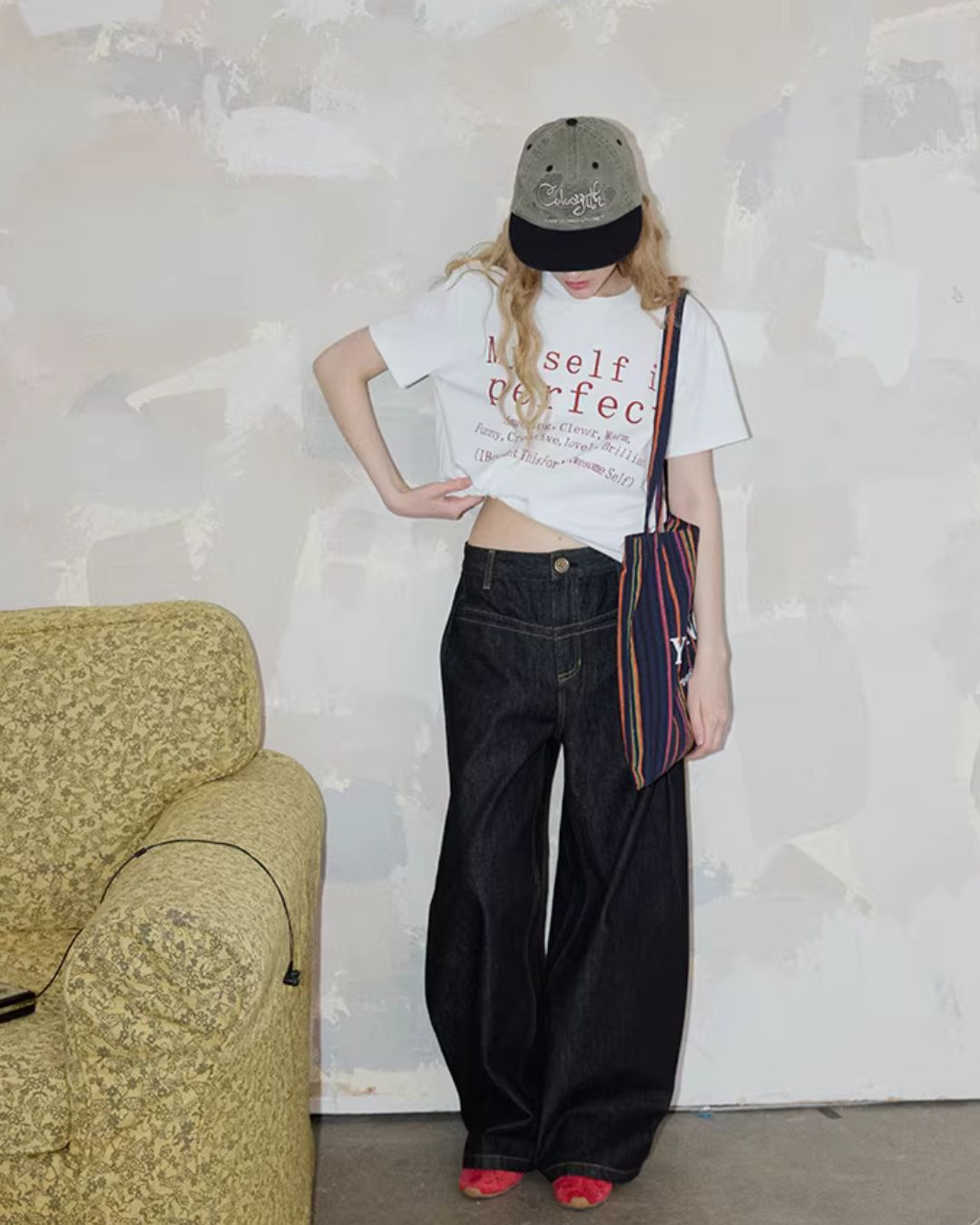 Text Print Crew Neck T-Shirt　ST009
