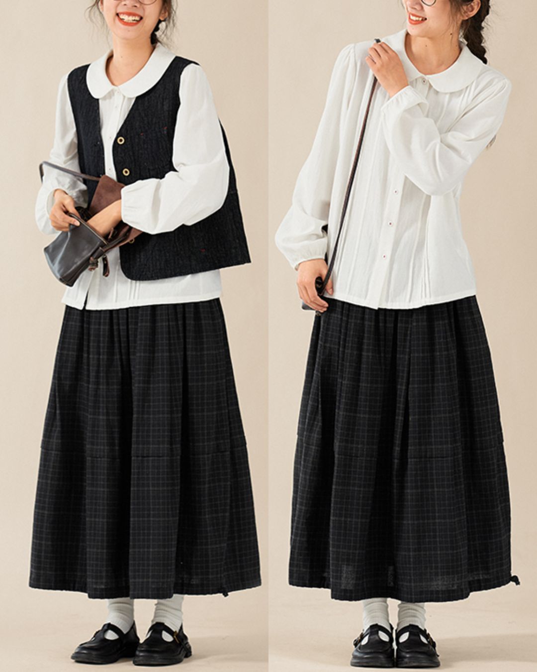 Round-collar Cotton Shirt　LS026