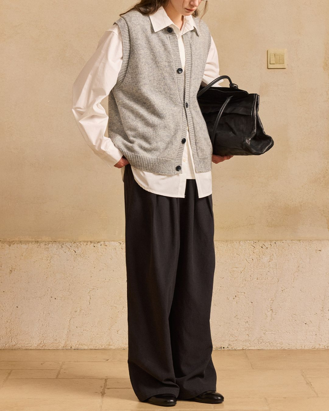 Basic Knit Cardigan Vest　VT018