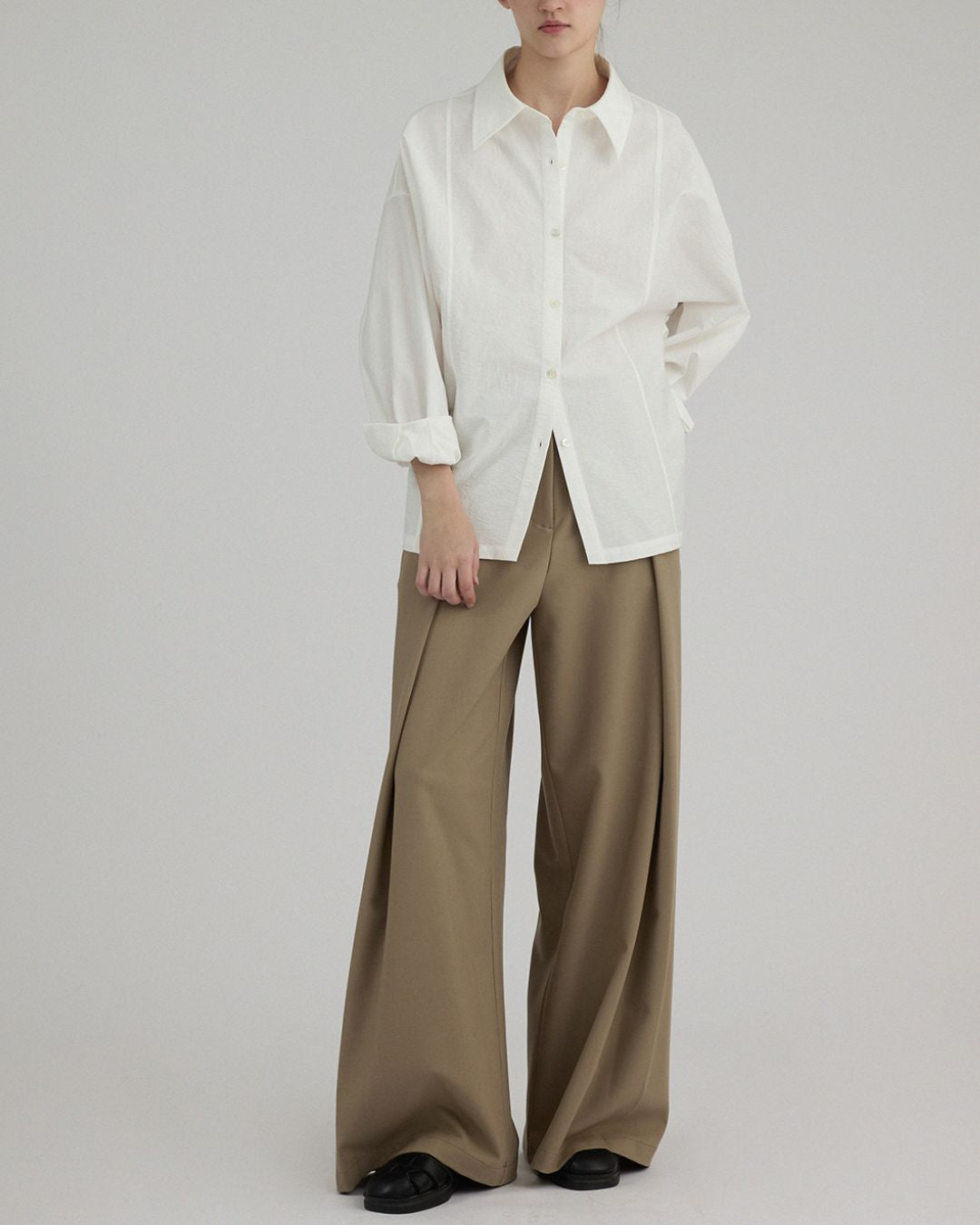 Back Button Basic Shirt　LS022