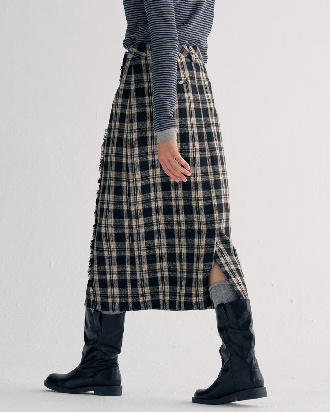 Check Wrap Midi Skirt　SK016