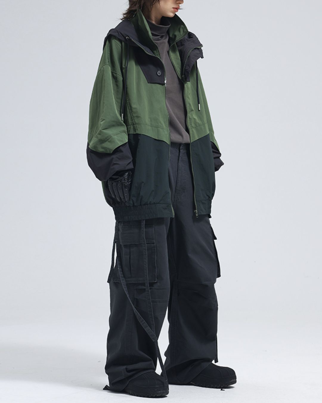 Oversized Colorblock Nylon Jacket　JK072