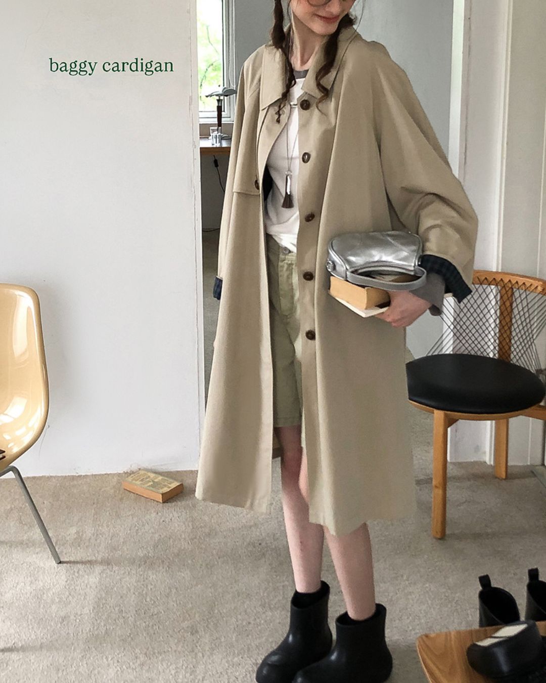 Back Pleated Trench Coat　CT001