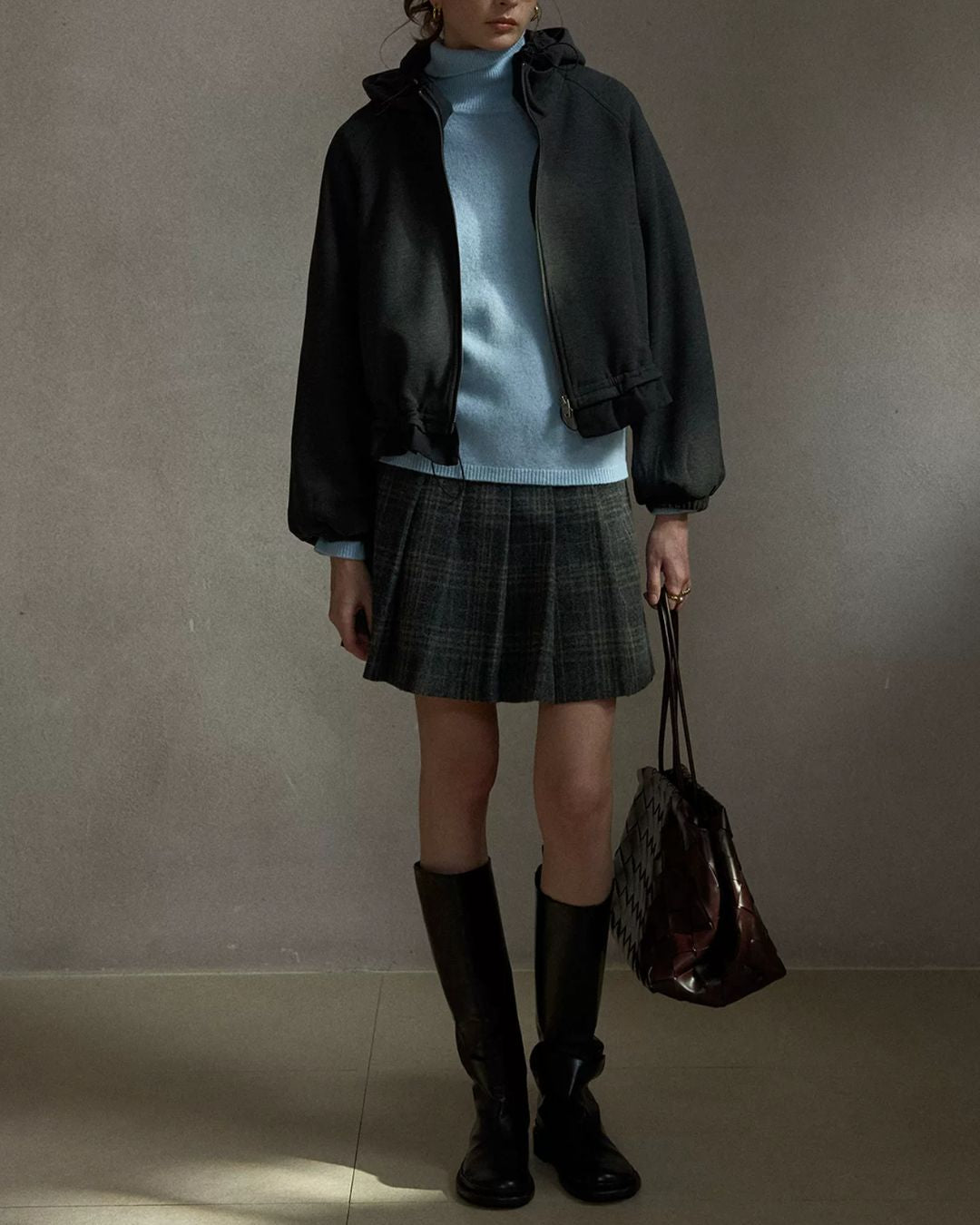 Tartan Check Pleated Mini Skirt　SK018