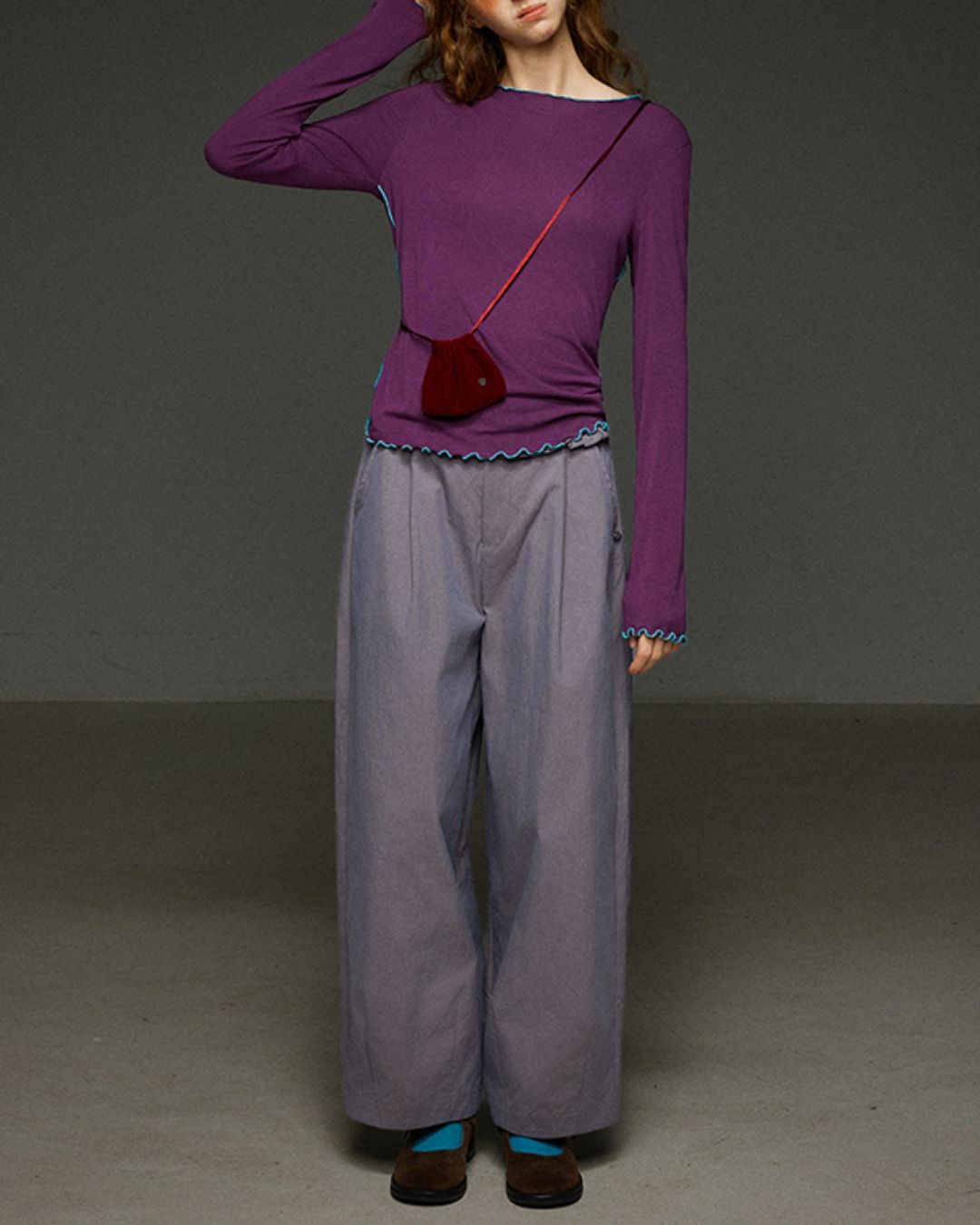 Color Stitch Mellow Frill T-shirt　LT013