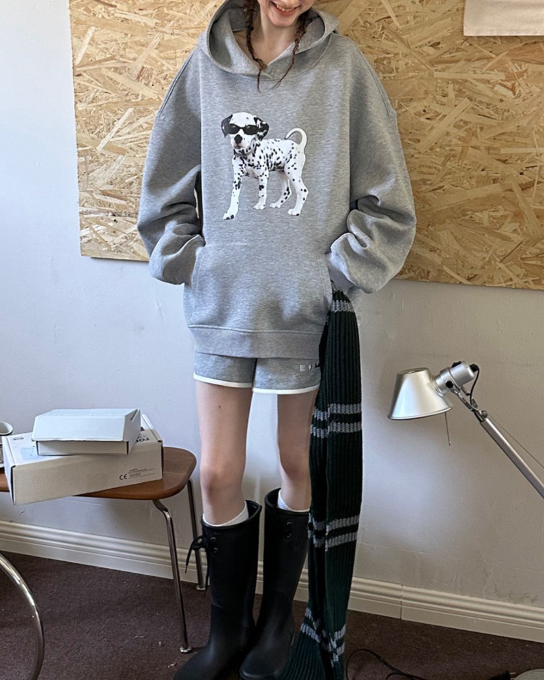 Dalmatian Print Oversized Hoodie　HD002