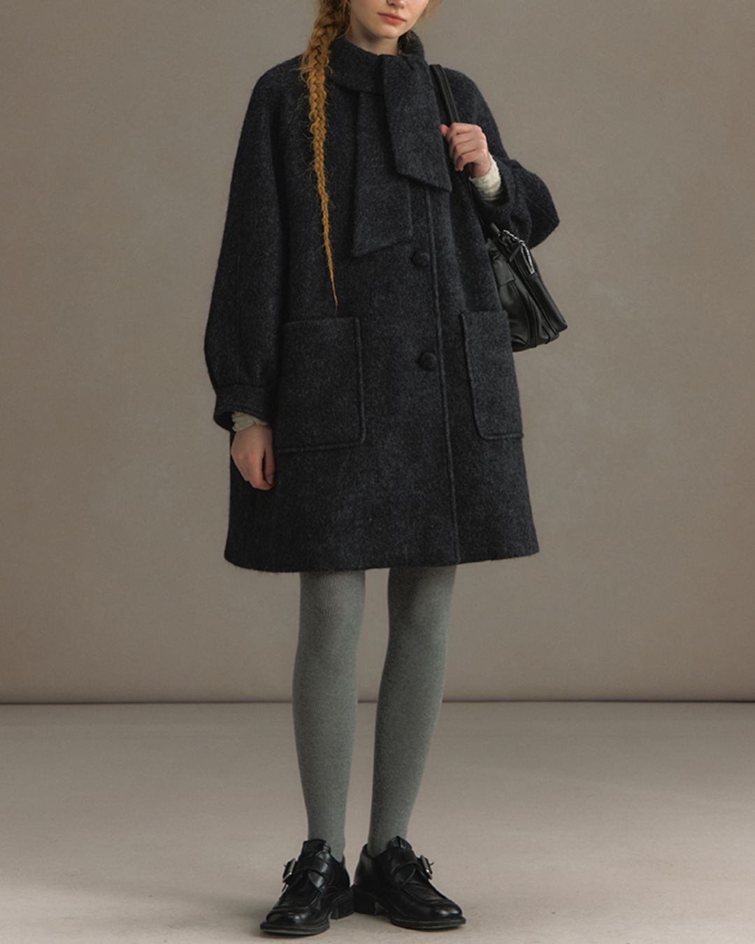 Bowtie Collar A-line Coat　CT023