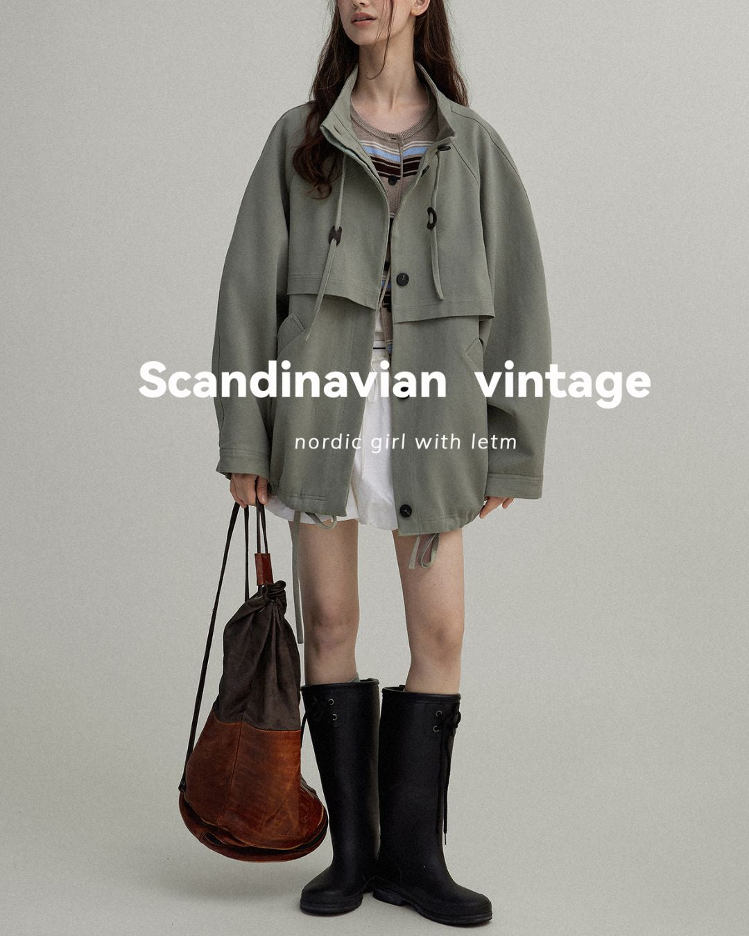 Stand Collar Drawstring Jacket　JK018