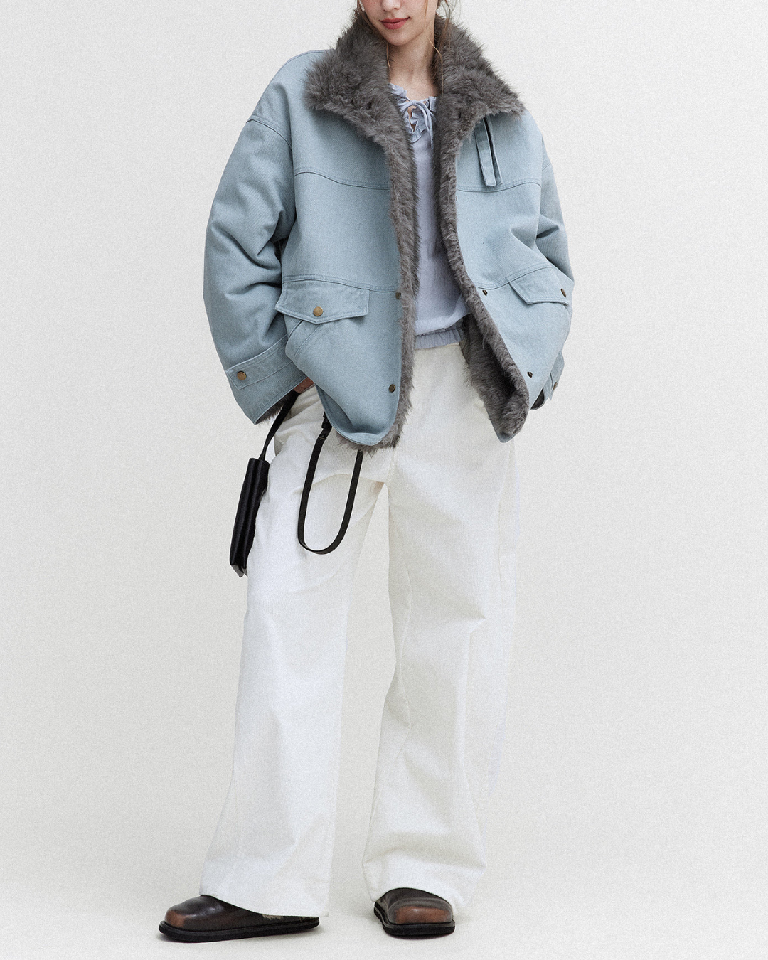 Vintage Fur-lined Denim Jacket　JK081