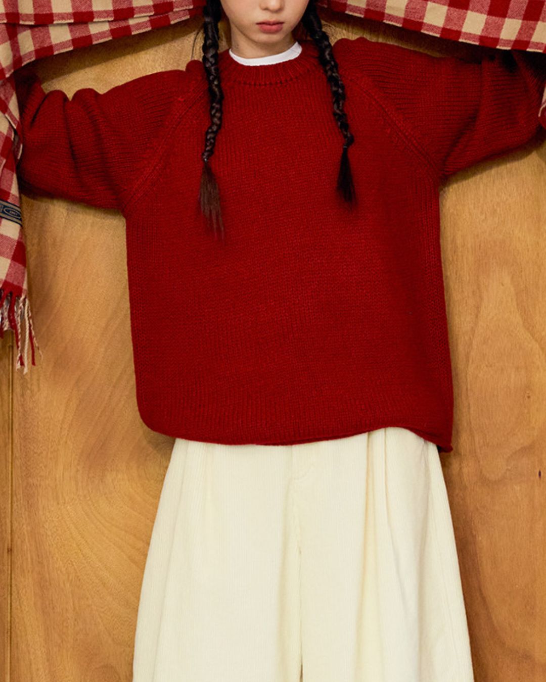 Loose Crew Neck Knit With Balaclava　KN089