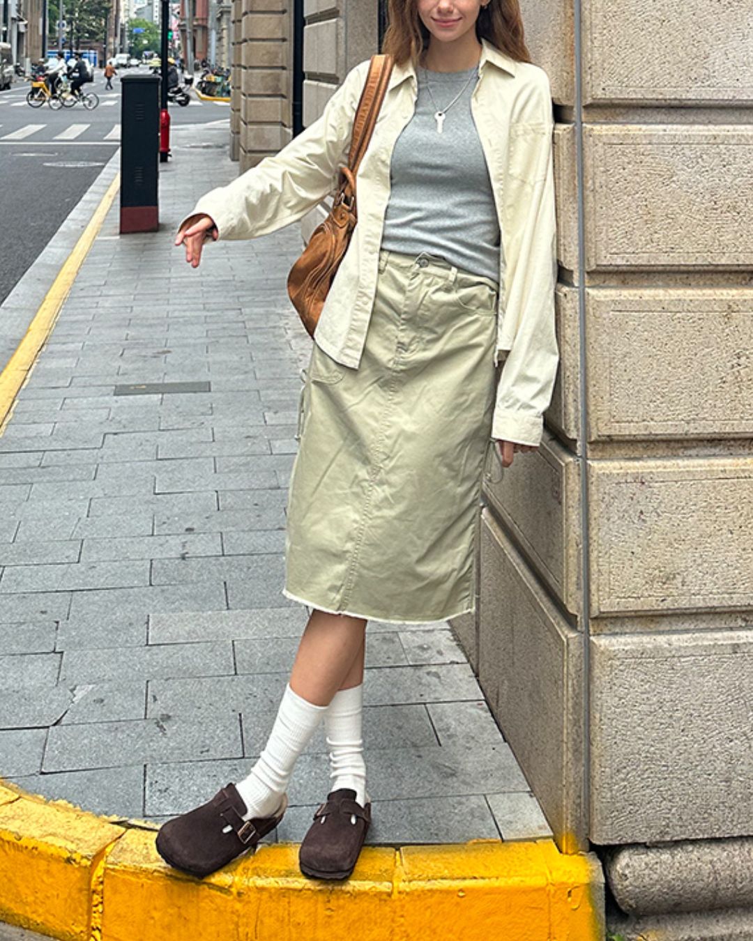 Cropped Cotton Shirt　LS007