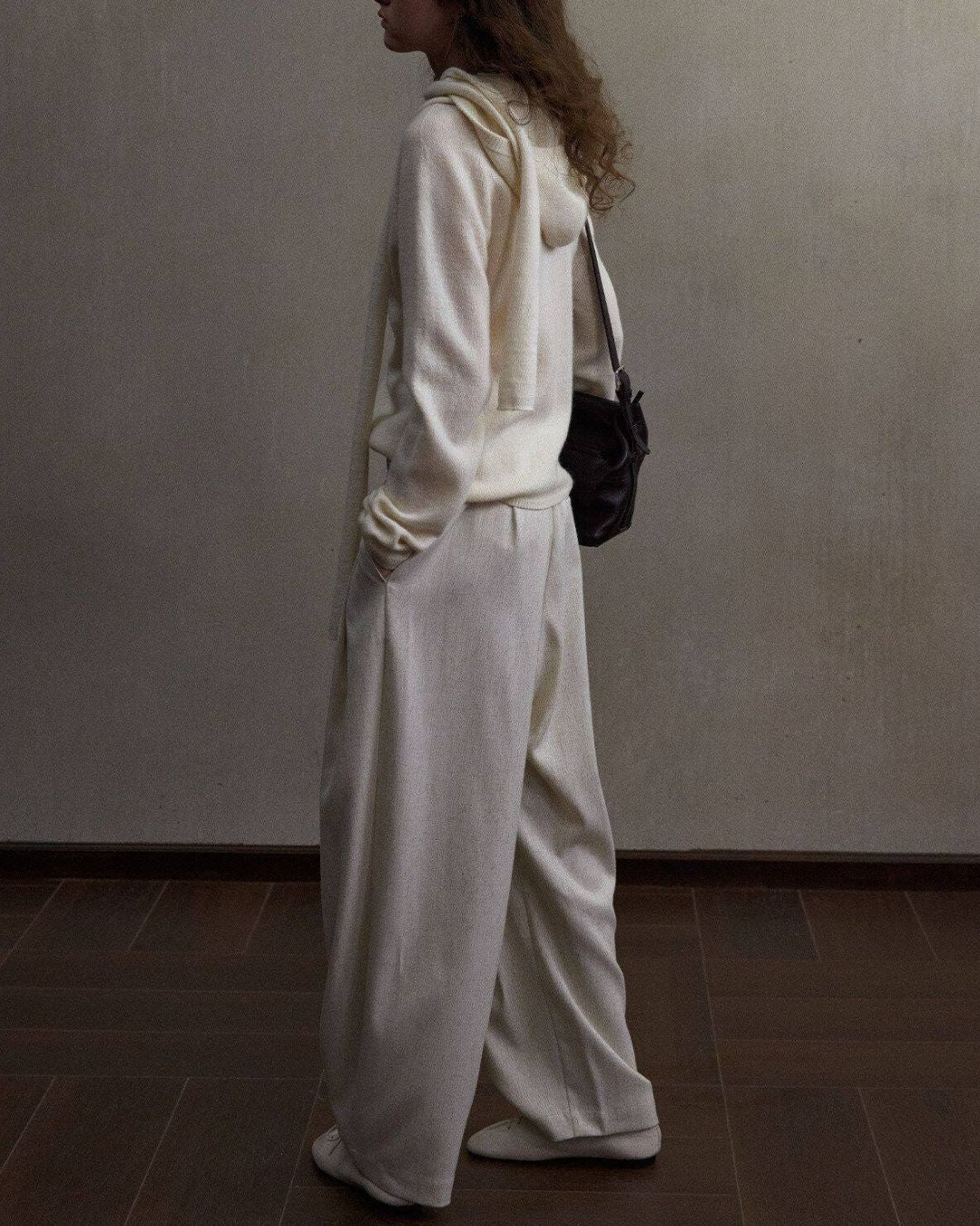 Basic Yak Wool Knit Hooded Scarf　HG001