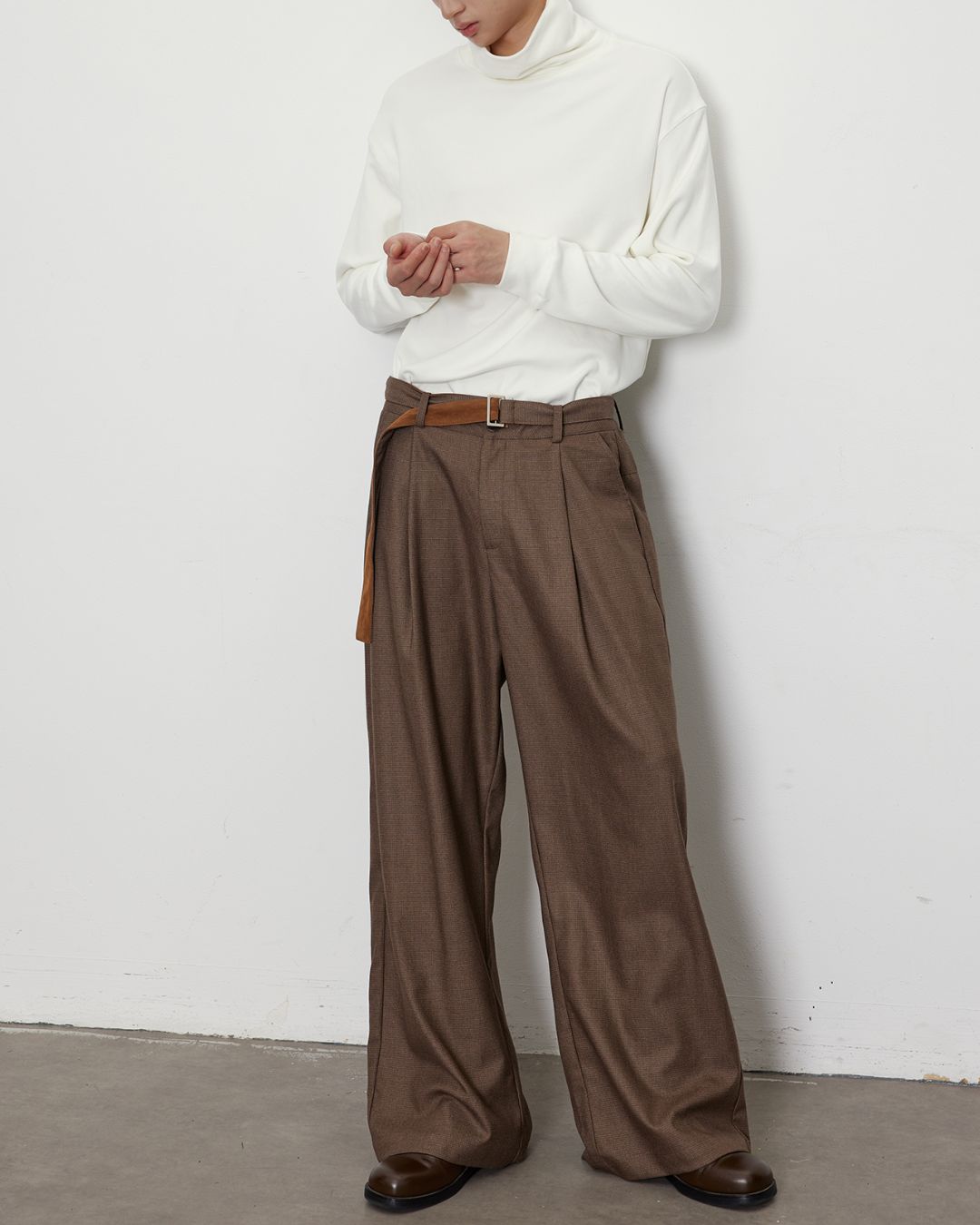 Houndstooth Draped Wide Pants　PT020