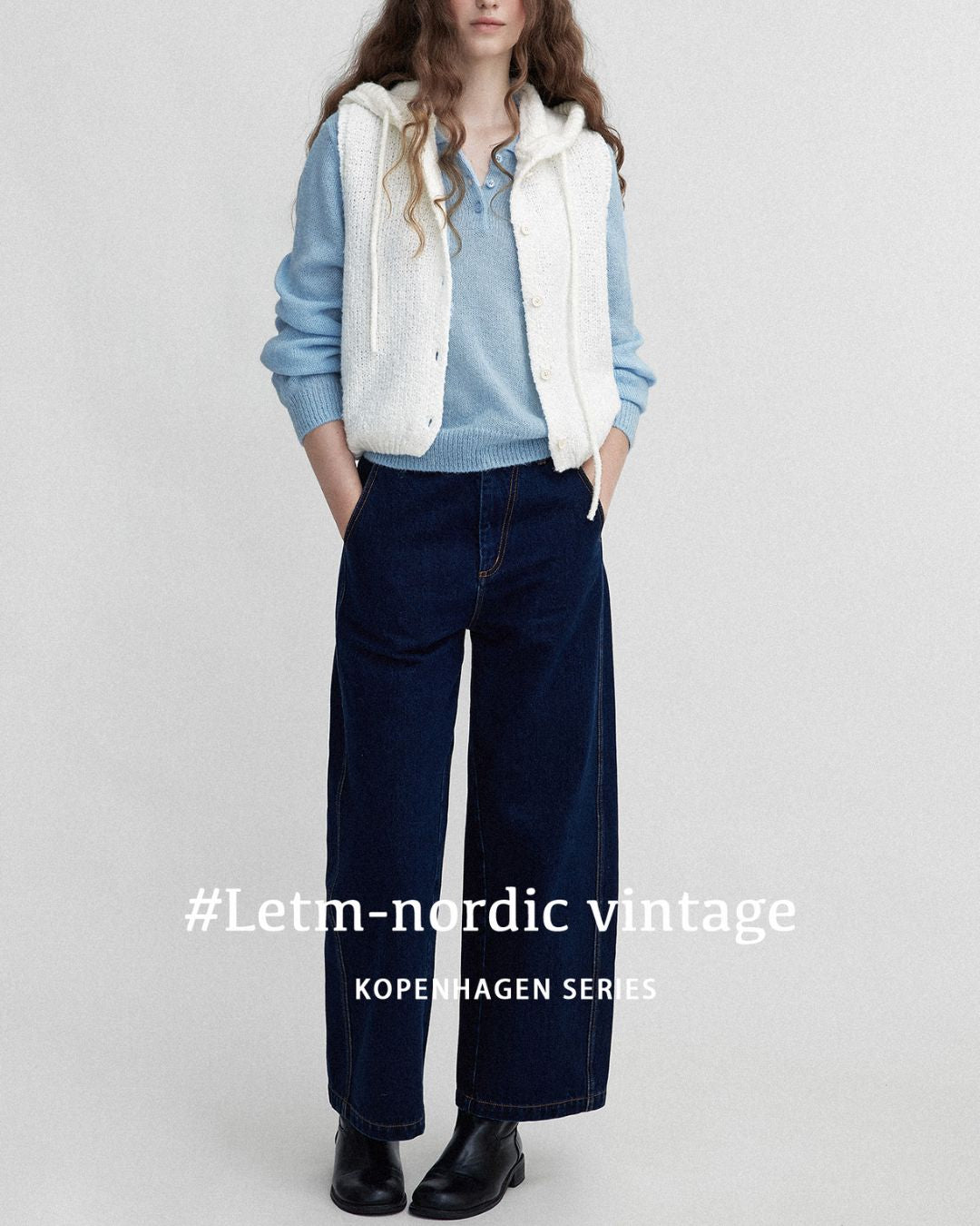 Loop Yarn Hooded Knit Vest　KN025