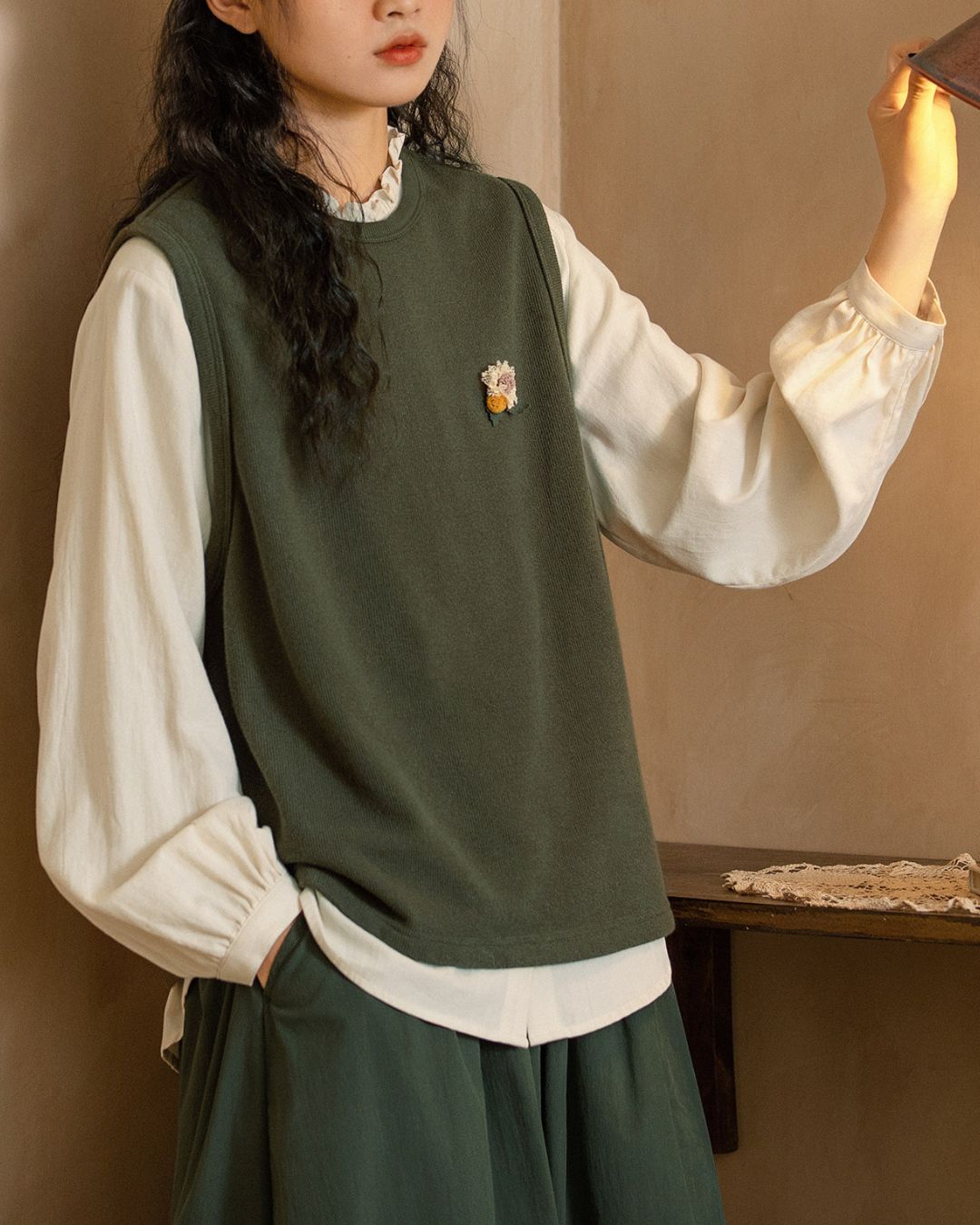 Crew Neck Cotton Knit Vest　VT024