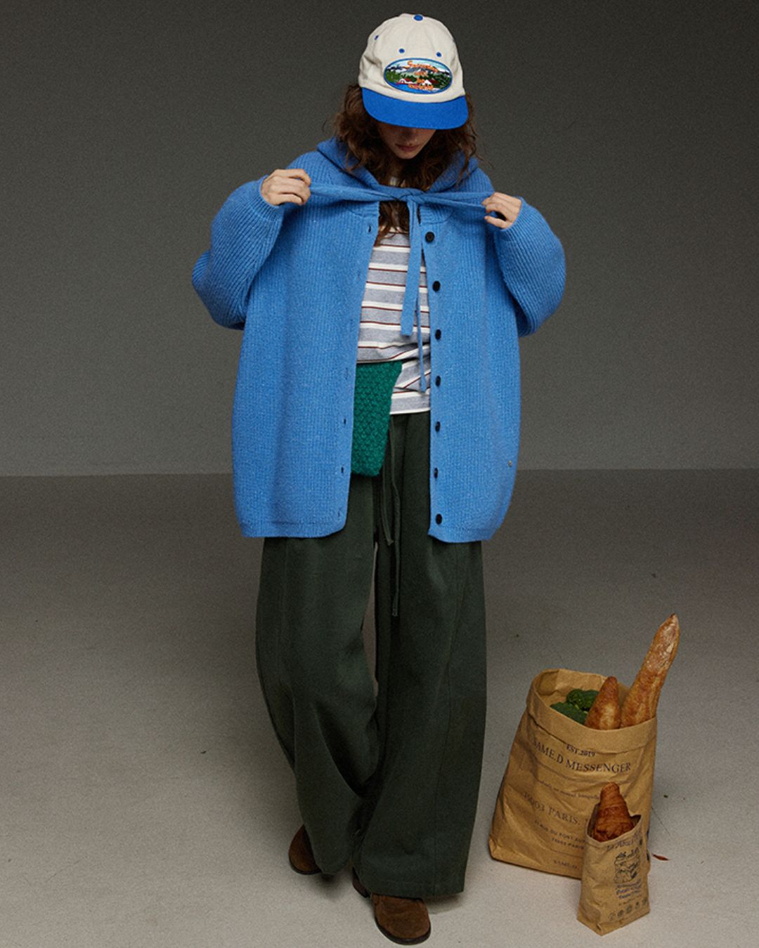 Drawstring Tuck Wide Denim Pants　DP011