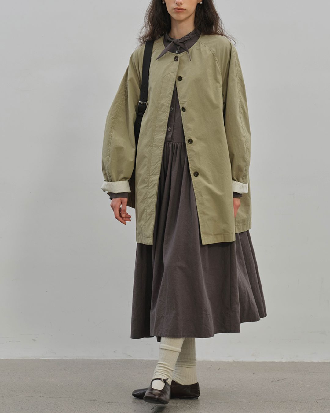 Gathered Long Shirt Dress　OP003