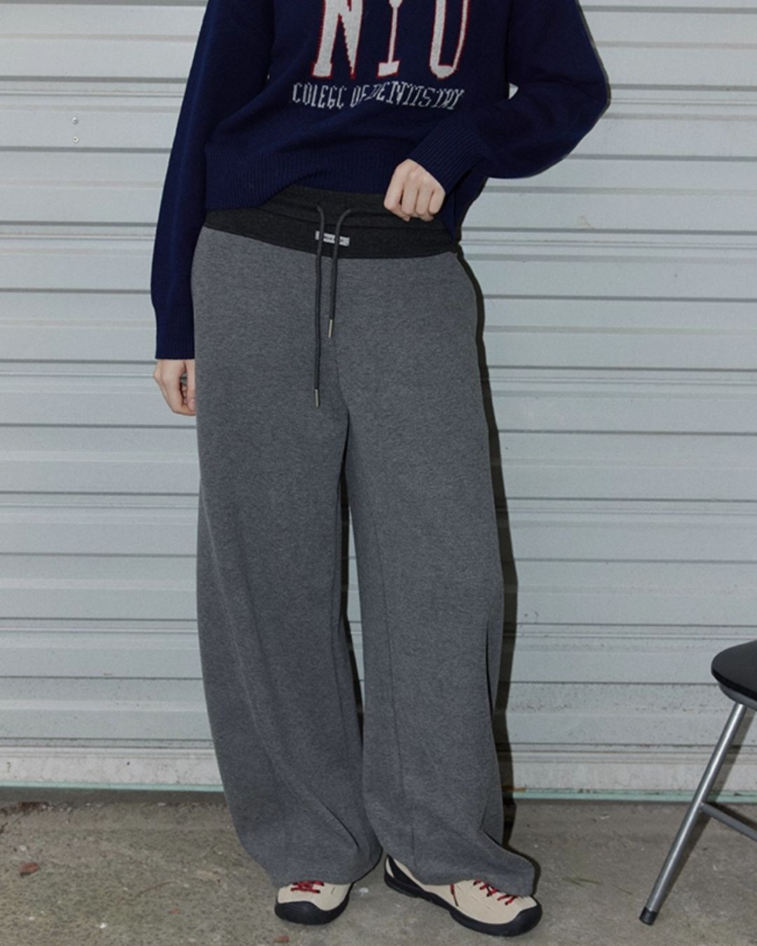 Color Block Curved Straight Pants　PT025