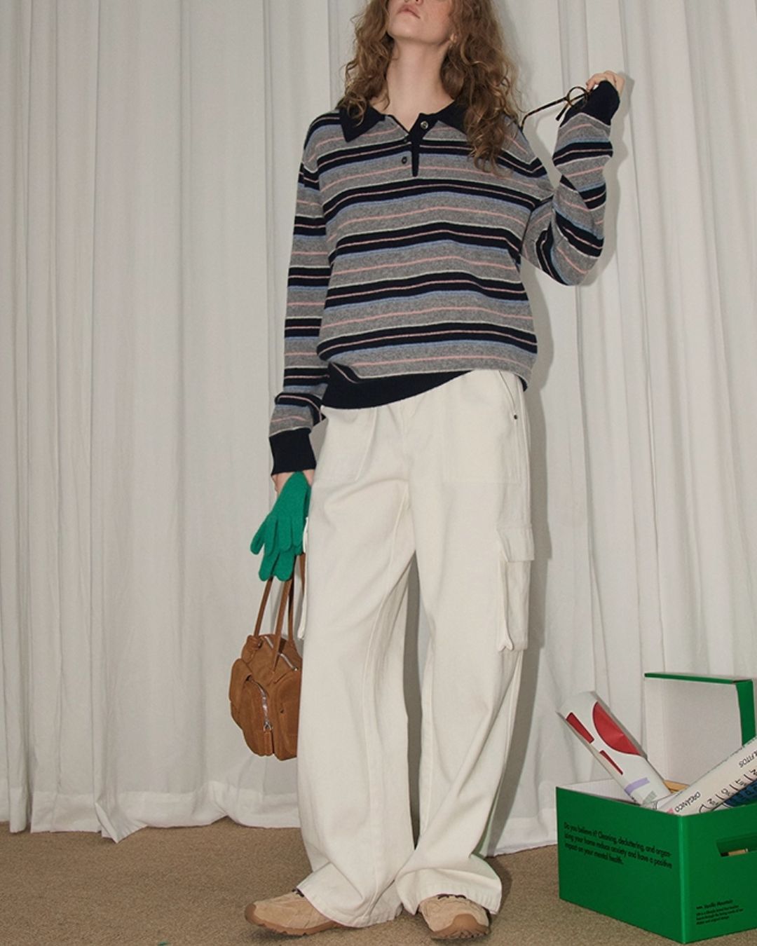Border Collared Sweater　KN059