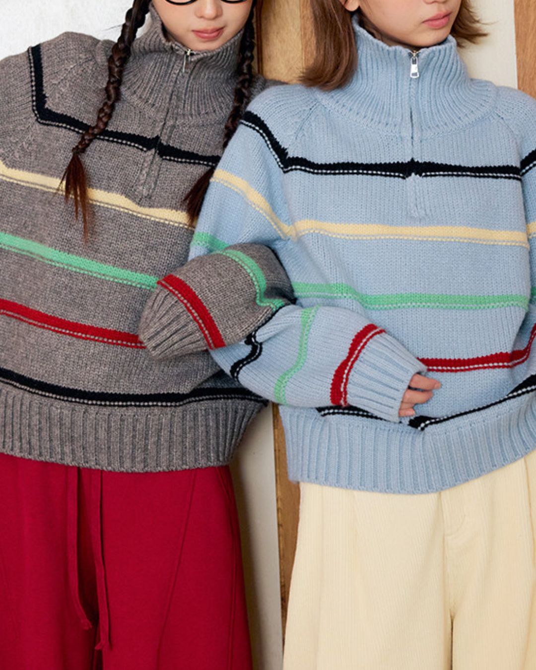 Multi-border Half-zip Knit　KN091