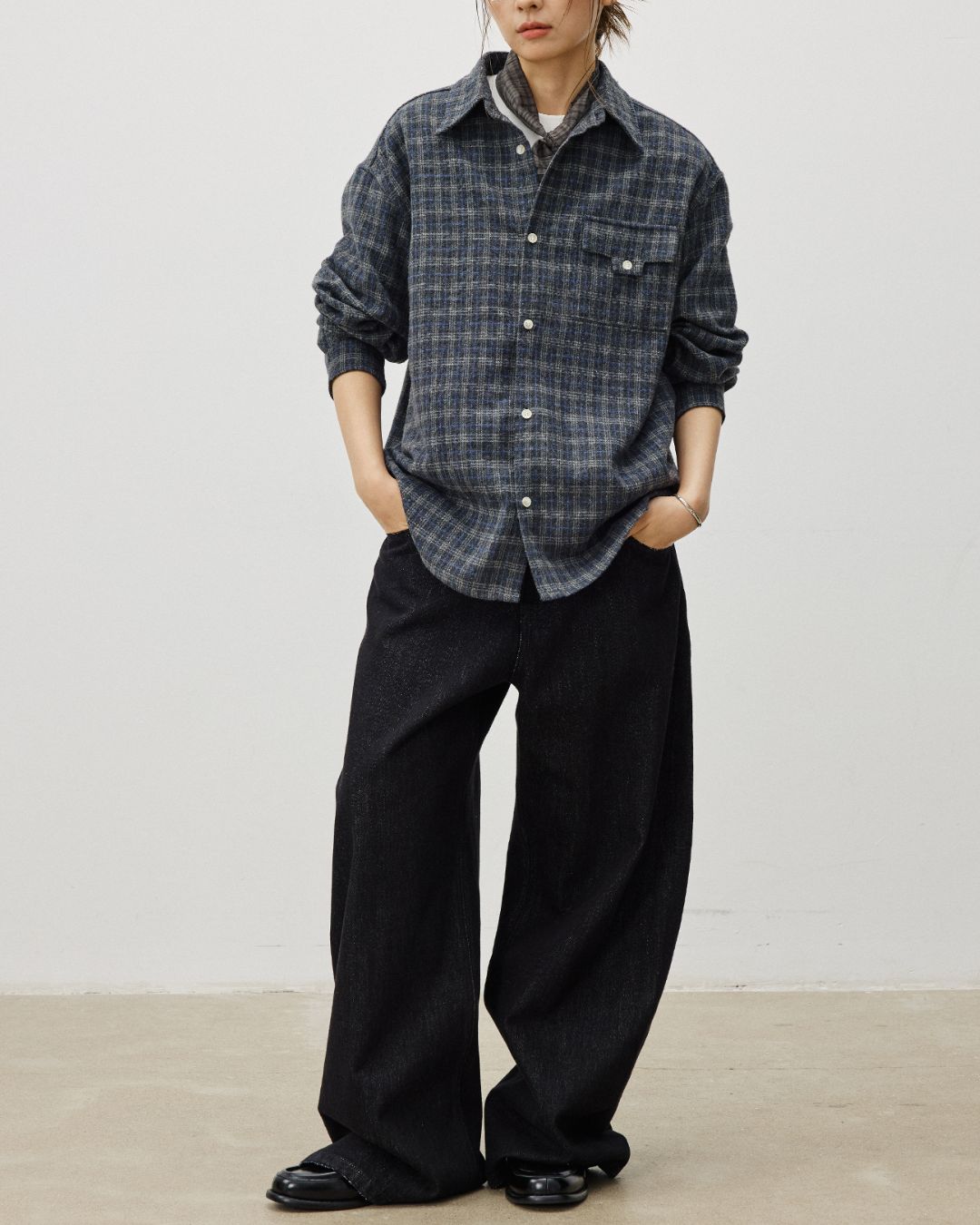 Flap Pocket Checked Flannel Shirt　LS036