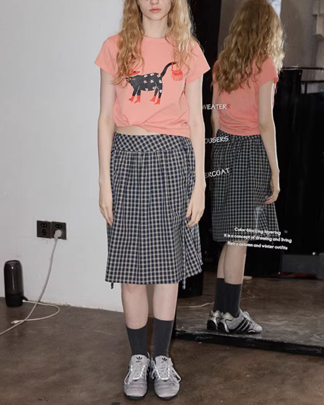 Checked String Midi Skirt　SK023