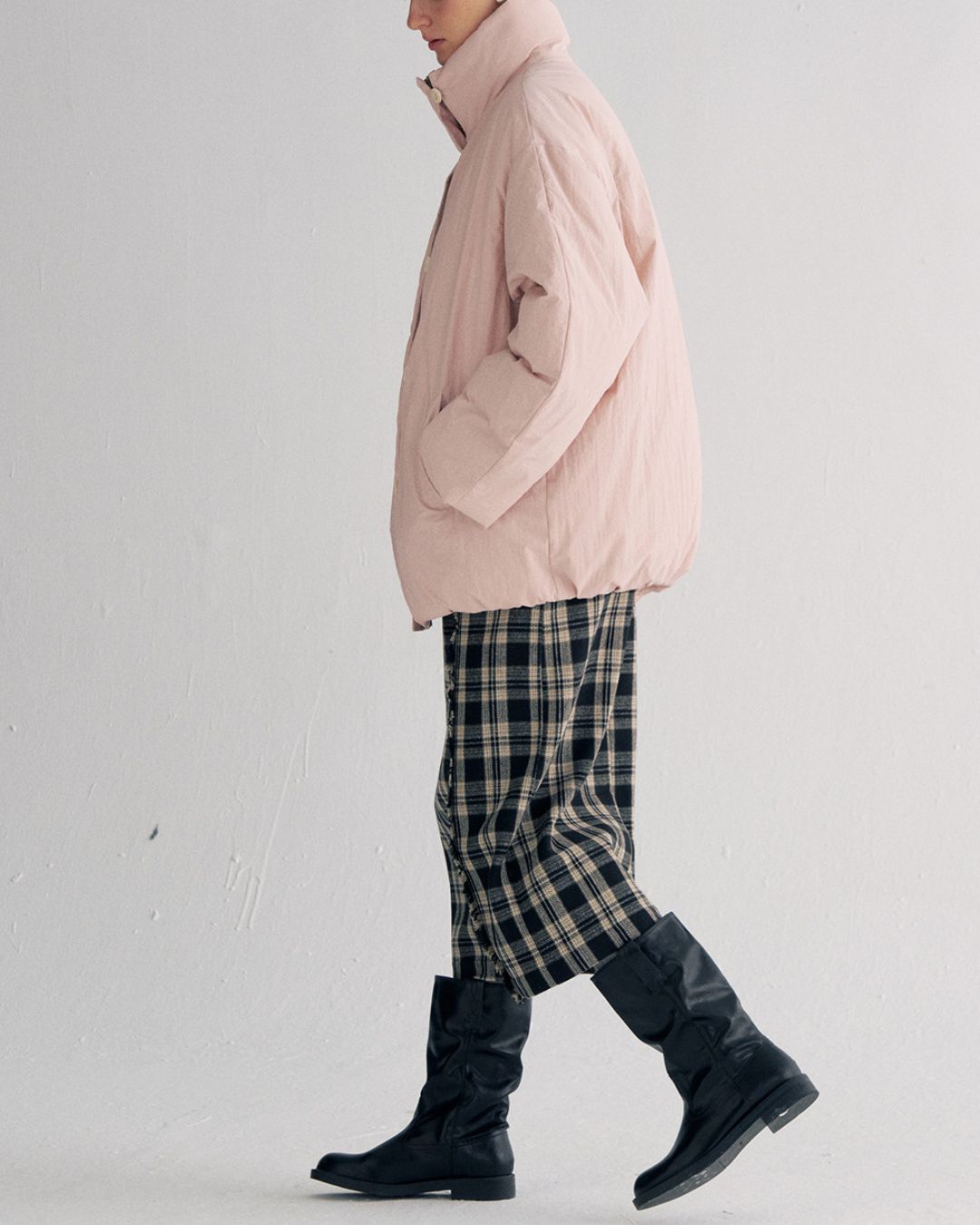 White Duck Down Gathered Jacket　JK079