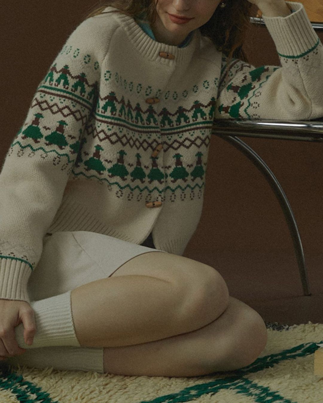 Fair Isle Retro Knit Cardigan　KN039