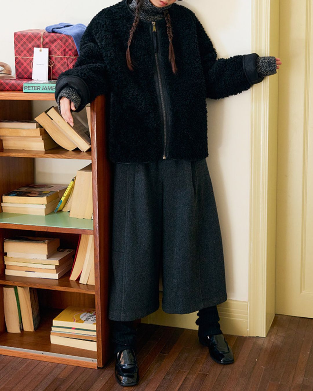 Wool Blend Wide Cropped Pants　PT035