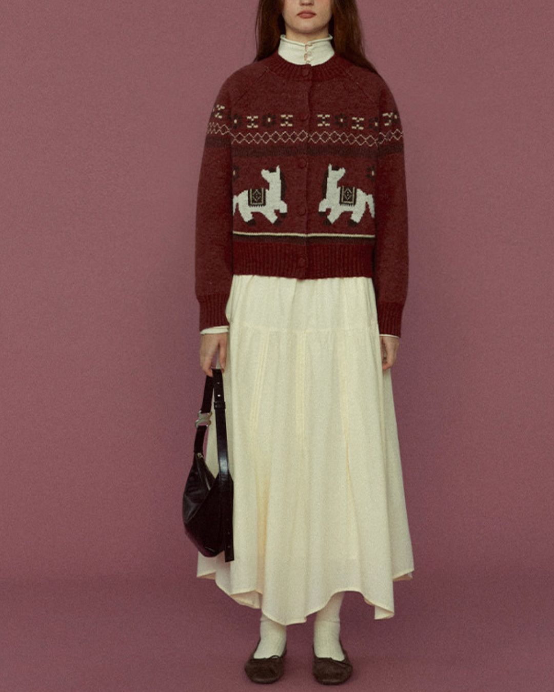 Dancing Pony Fair Isle Knit Cardigan　KN092