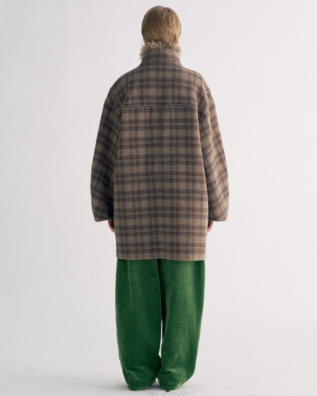Stand Collar Duffle Check Coat　CT031