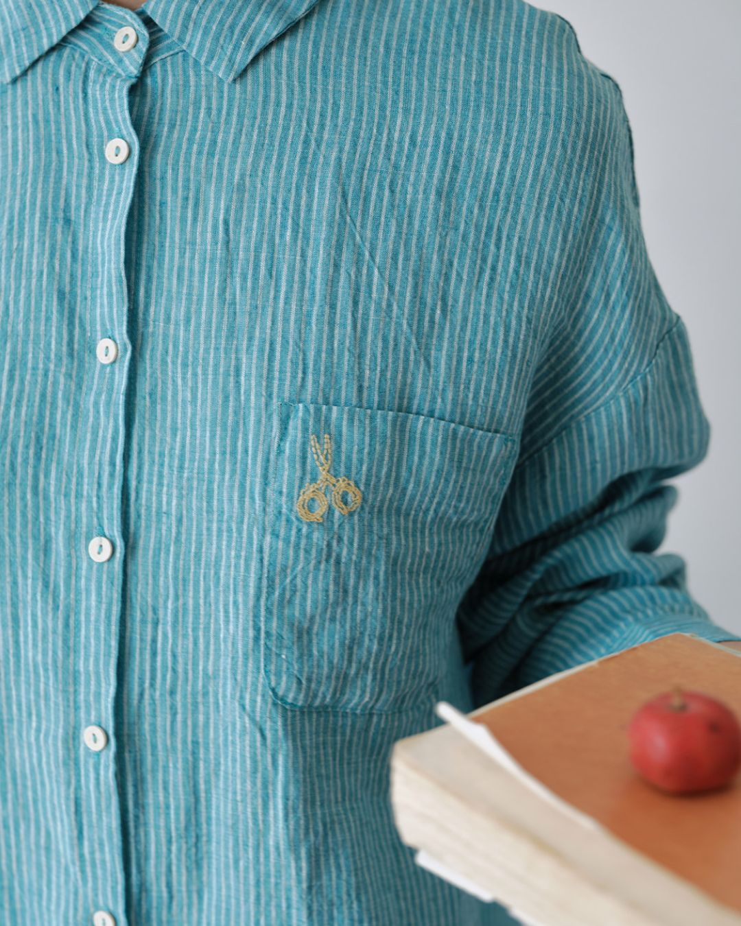 Drop Shoulder Striped Linen Shirt　LS042